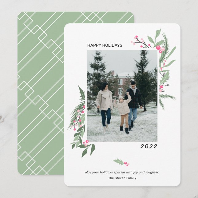 Cartes Pour Fêtes Annuelles Photographie de Noël élégante et moderne (Devant / Derrière)