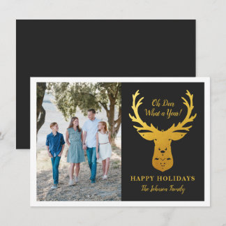 Cartes Pour Fêtes Annuelles Photographie de Renne en Feuille d'Or Fausse Oh Ce