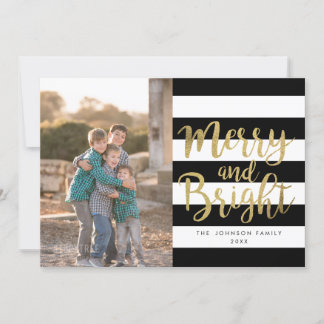 Cartes Pour Fêtes Annuelles Photographie noir et blanc "Joyeux et lumineux"
