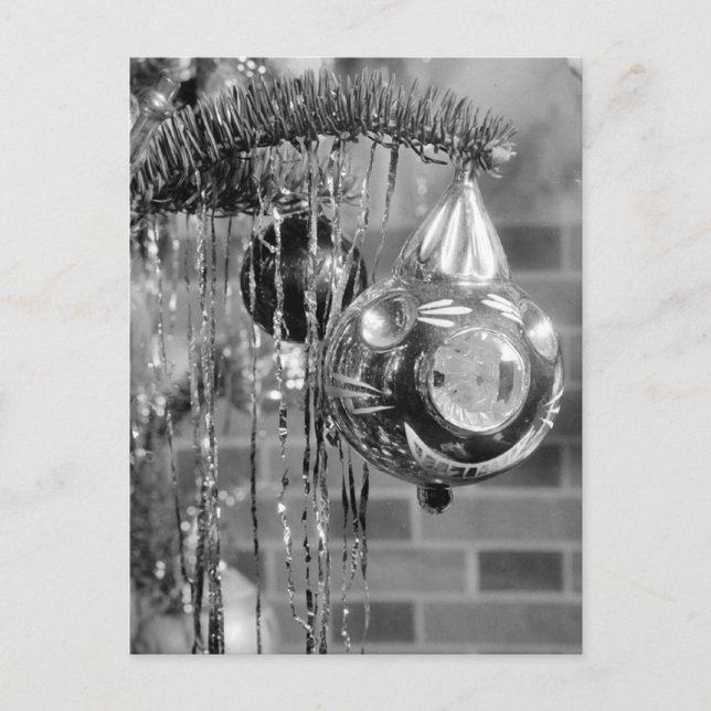 Cartes Pour Fêtes Annuelles Photographie rétrospective de l'arbre de Noël noir (Devant)