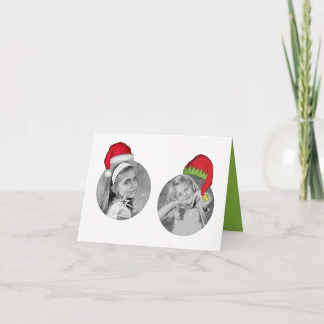 Cartes Pour Fêtes Annuelles Photos de chapeau rouge et vert Noël (Devant)