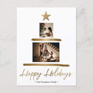 Cartes Pour Fêtes Annuelles Photos de famille de Noël Gold Star