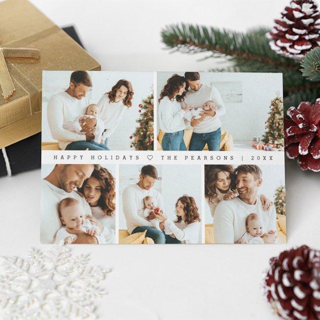 Cartes Pour Fêtes Annuelles Photos de famille moderne de Noël minimes (Customizable family Photoshoot Christmas card.)