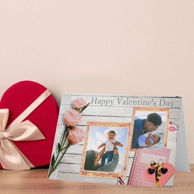 Cartes Pour Fêtes Annuelles Photos de famille personnalisées Valentines rustiq (Créateur téléchargé)