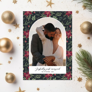 Cartes Pour Fêtes Annuelles Photos de Noël de mariage joyeux sous une arche fl