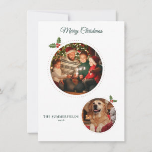 Cartes Pour Fêtes Annuelles Photos de Noël Famille et Chien 2 sous le Gui