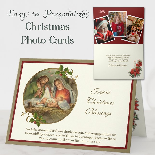 Cartes Pour Fêtes Annuelles Photos de Noël Religieux Jésus Marie Joseph (Créateur téléchargé)