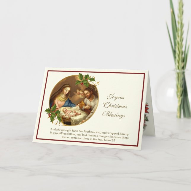 Cartes Pour Fêtes Annuelles Photos de Noël Religieux Jésus Mary Joseph Holi (Devant)