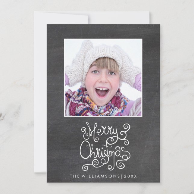 Cartes Pour Fêtes Annuelles Photos de Noël Whimsical Chalkboard (Devant)