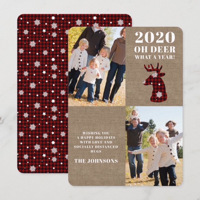 Cartes Pour Fêtes Annuelles Photos des flocons de neige de Burlap (Devant / Derrière)