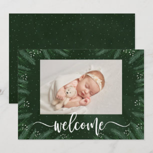 Cartes Pour Fêtes Annuelles Photos d'hiver Pines Annonces de naissance