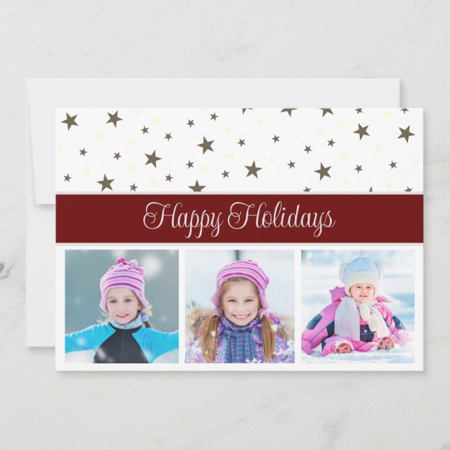 Cartes Pour Fêtes Annuelles Photos et étoiles de vacances joyeuses saisonnière (Devant)