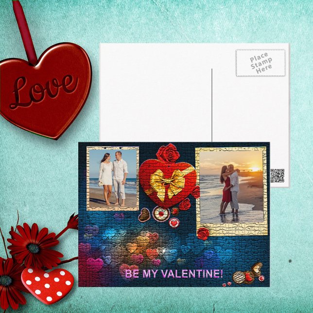 Cartes Pour Fêtes Annuelles Photos et nom personnalisés Coeur Soyez ma mosaïqu (Créateur téléchargé)