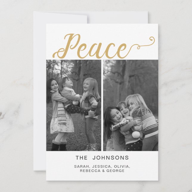 Cartes Pour Fêtes Annuelles Photos multiples Paix Typographie Or (Devant)