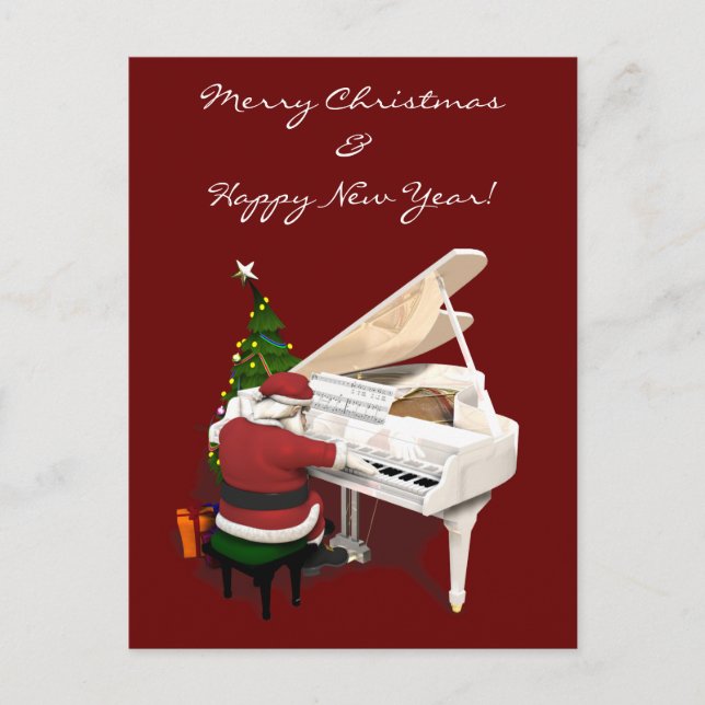 Cartes Pour Fêtes Annuelles Pianiste du Père Noël (Devant)