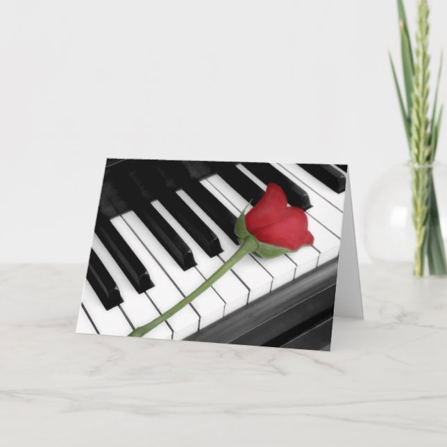 Cartes Pour Fêtes Annuelles Piano et rose teinté (Devant)