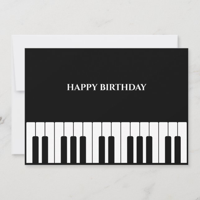 Cartes Pour Fêtes Annuelles Piano tuts noir et blanc BONNE ANNIVERSAIRE (Devant)
