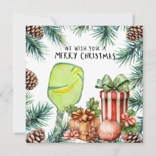 Cartes Pour Fêtes Annuelles Pickleball avec cadre de Noël