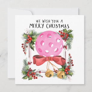 Cartes Pour Fêtes Annuelles Pickleball avec cadre de Noël