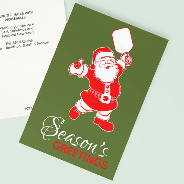 Cartes Pour Fêtes Annuelles Pickleball classique Père Noël Bleu Noël (Créateur téléchargé)