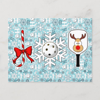 Cartes Pour Fêtes Annuelles Pickleball Joie Noël Ho Ho Ho Snowballs Bleu