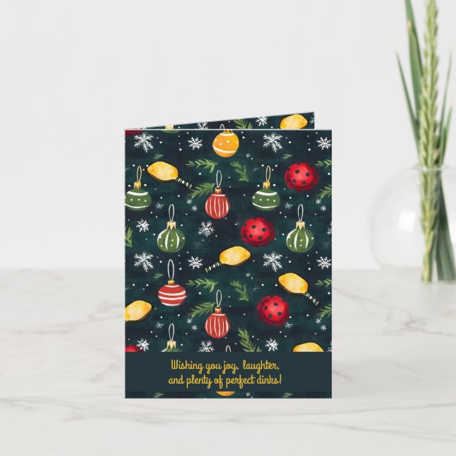 Cartes Pour Fêtes Annuelles Pickleball 🎄 Joyeux Noël, texte personnalisé (Devant)