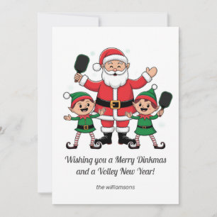 Cartes Pour Fêtes Annuelles Pickleball Noël Santa Elf, Votre texte personnalis