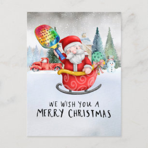 Cartes Pour Fêtes Annuelles Pickleball Noël thème avec le Père Noël