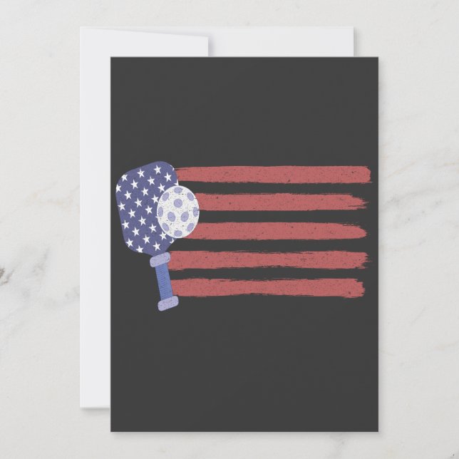 Cartes Pour Fêtes Annuelles Pickleball US Drapeau Pickleball Américain Patriot (Devant)