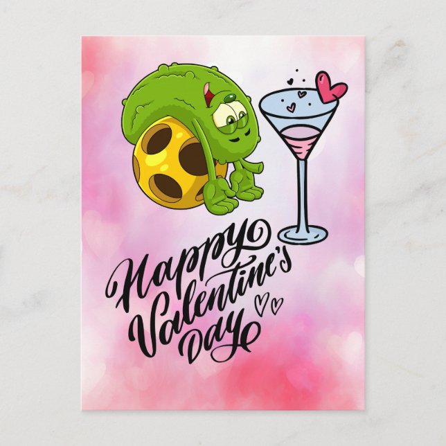 Cartes Pour Fêtes Annuelles Pickleball Valentine's Day drôle avec du vin (Devant)