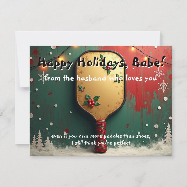 Cartes Pour Fêtes Annuelles Pickleball🎅Paddles Before Presents (Devant)