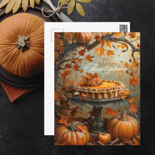Cartes Pour Fêtes Annuelles Pie Citrouille aquarelle Automne part Thanksgiving