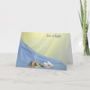 Cartes Pour Fêtes Annuelles Pièces Hanoukka Dreidel Doughnut blanc Menorah
