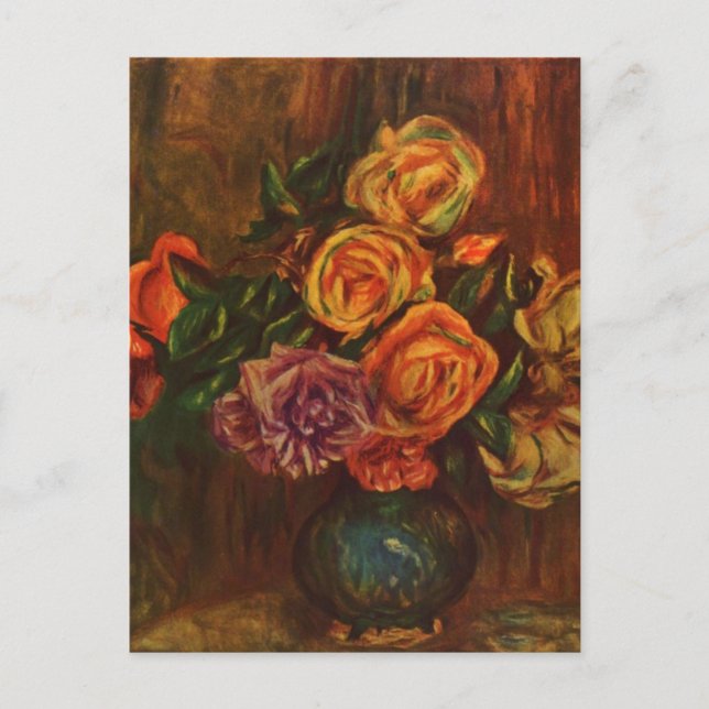 Cartes Pour Fêtes Annuelles Pierre Auguste Renoir La vie morte avec les Roses (Devant)