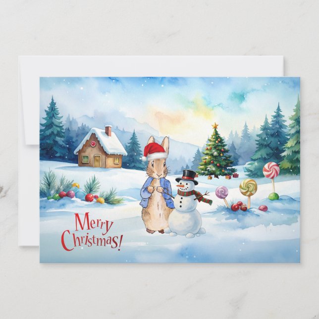 Cartes Pour Fêtes Annuelles Pierre le lapin Maison en pain d'épices (Devant)