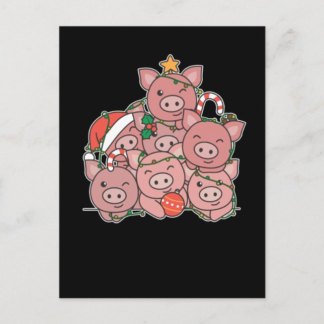 Cartes Pour Fêtes Annuelles Pig Christmas Tree Funny Animal Christmas (Devant)