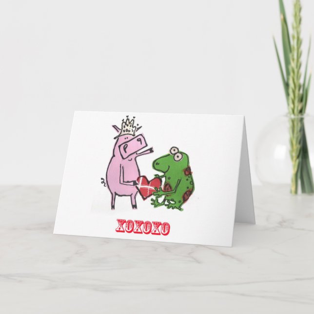 Cartes Pour Fêtes Annuelles Pig & Frog in love valentine card (Devant)