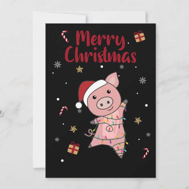 Cartes Pour Fêtes Annuelles Pig Merry Christmas Animals Pigs Adult Cloth Face (Devant)