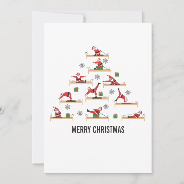 Cartes Pour Fêtes Annuelles Pilates Santa Reformer Christmas (Devant)