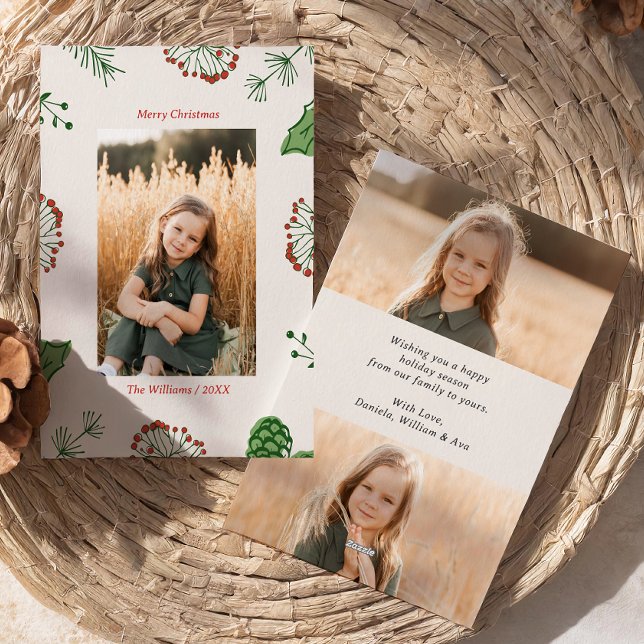 Cartes Pour Fêtes Annuelles Pin à mistletoe à main rustique Noël 3 Photo (Créateur téléchargé)
