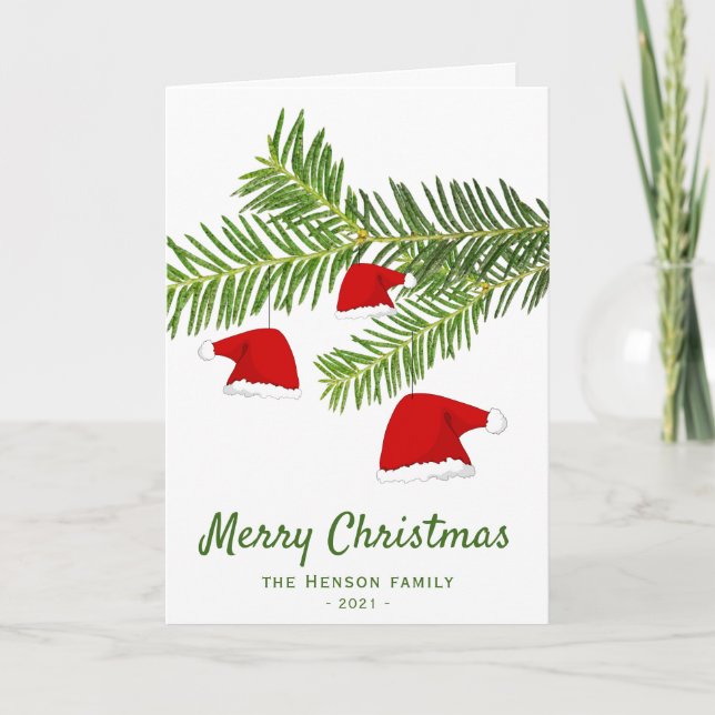 Cartes Pour Fêtes Annuelles Pin de chapeau rouge moderne Joyeux Noël (Devant)
