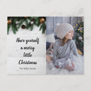Cartes Pour Fêtes Annuelles Pin de Noël rustique sur bois photo personnalisée