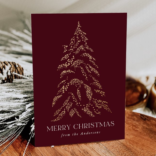 Cartes Pour Fêtes Annuelles Pin d'hiver pétillant Joyeux Noël Non photo (Créateur téléchargé)