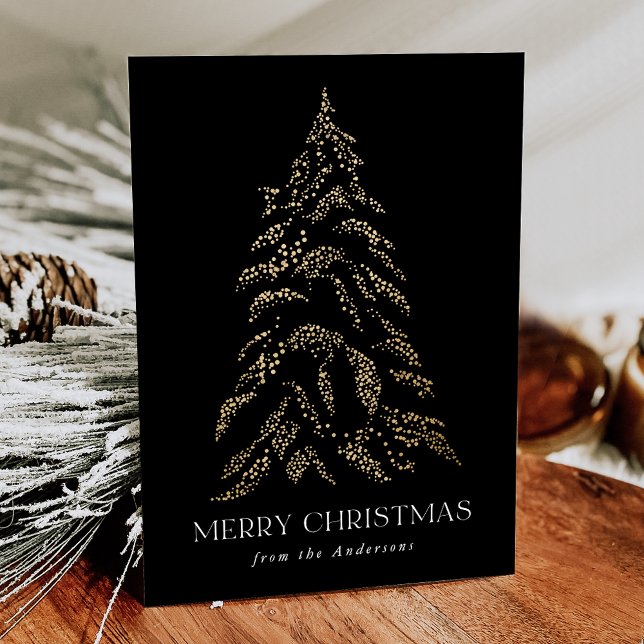 Cartes Pour Fêtes Annuelles Pin d'hiver pétillant Joyeux Noël Non photo (Créateur téléchargé)