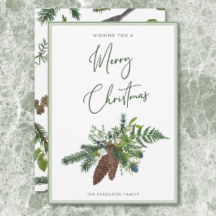 Cartes Pour Fêtes Annuelles Pin d'hiver rustique et baies Spray Noël
