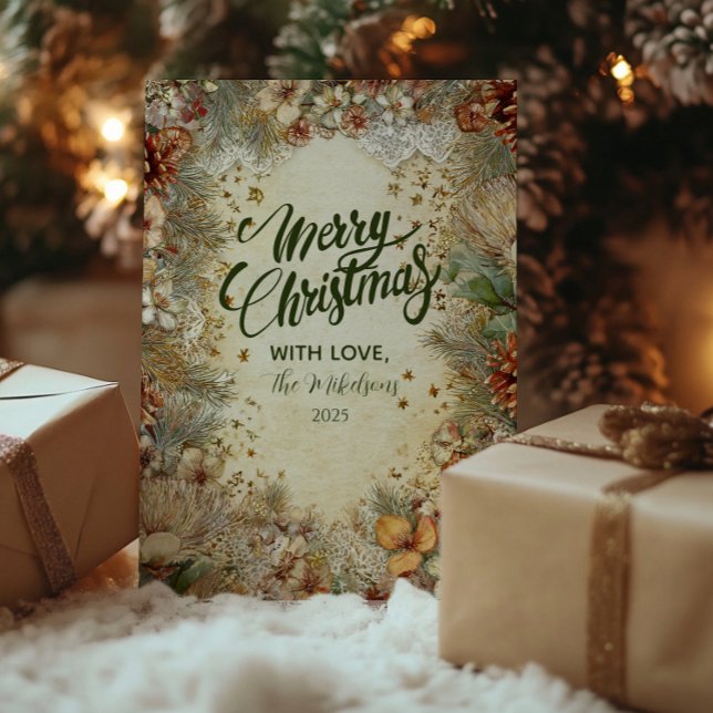 Cartes Pour Fêtes Annuelles Pin d'or de Noël (Créateur téléchargé)