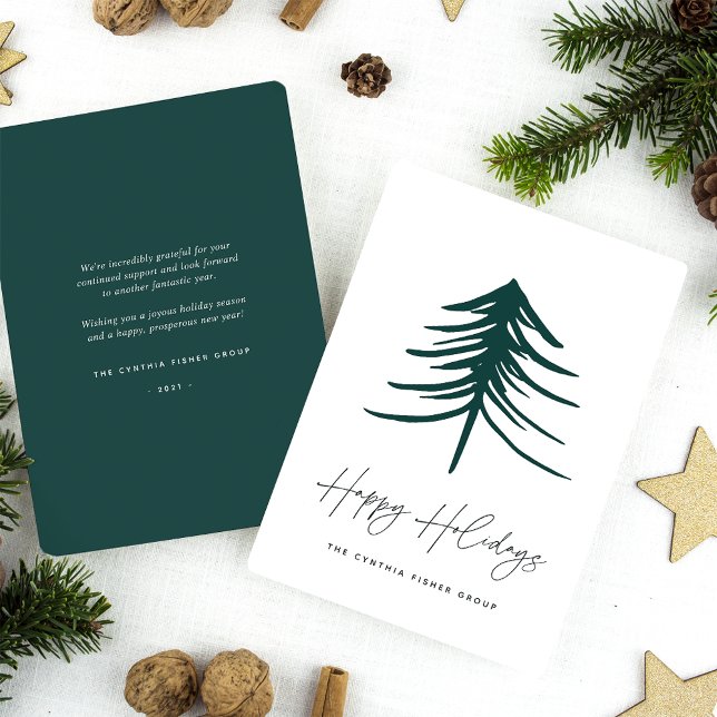 Cartes Pour Fêtes Annuelles Pin esquissé | Entreprise moderne ou entreprise (Créateur téléchargé)