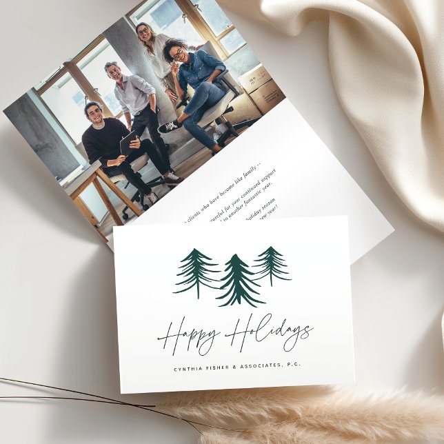 Cartes Pour Fêtes Annuelles Pin esquissé | Logo & Photo Entreprise (Créateur téléchargé)