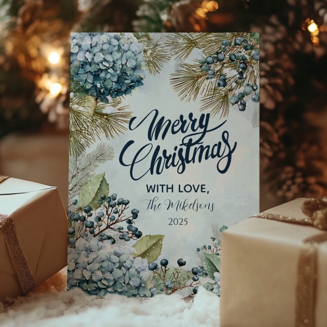 Cartes Pour Fêtes Annuelles Pin neige de Noël Hydrangea (Créateur téléchargé)