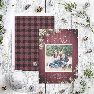 Cartes Pour Fêtes Annuelles Pin Russe Pin de neige Joyeux Photo de famille